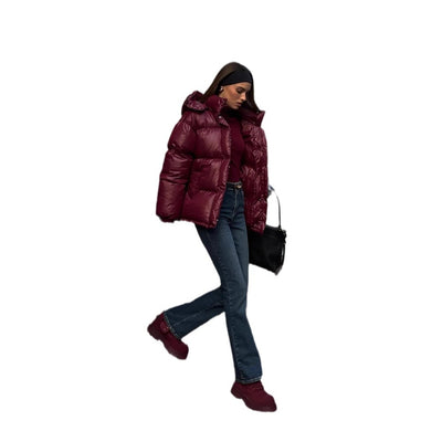 Chaqueta de Algodón con Capucha y Cuello Alto Elegante para Mujer - Image 5