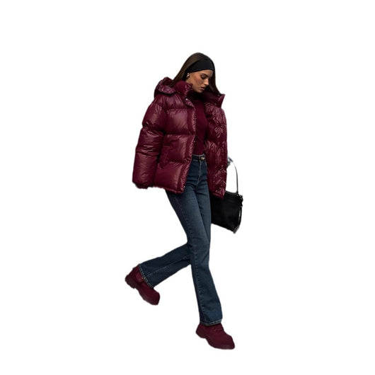 Chaqueta de Algodón con Capucha y Cuello Alto Elegante para Mujer - Image 5