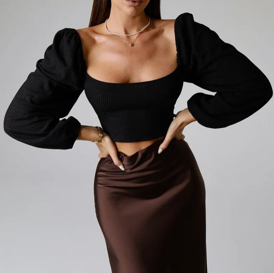 Top Ajustado con Mangas Farol y Espalda Descubierta - Diseño Moderno y Sensual - Image 2