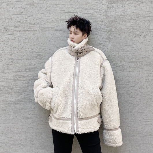 Chaqueta de Lana de Cordero y Algodón con Cuello Mao Oversized para Hombre - Image 7