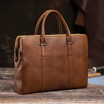 Maletín de Cuero Curtido al Vegetal para Hombre - Estilo Ejecutivo y Casual - Image 10