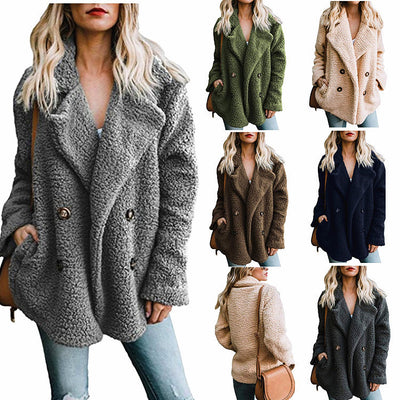 Abrigo de Mujer Otoño Invierno con Solapas de Felpa y Bolsillos - Image 32