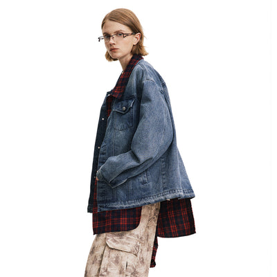 Chaqueta Denim con Costuras Irregulares y Efecto Dos Piezas - Image 16