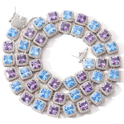 Collar de Circón Azul Púrpura 10mm - Elegancia Geométrica - Image 10