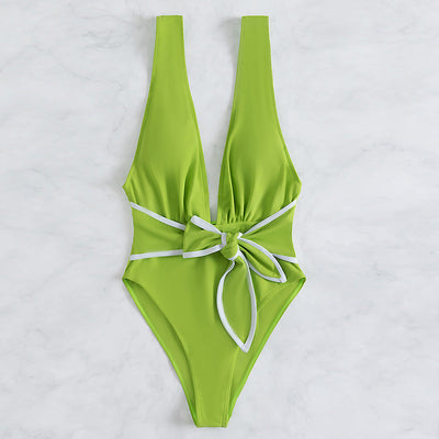 Traje de Baño Enterizo Escote Profundo con Espalda Descubierta - Image 10