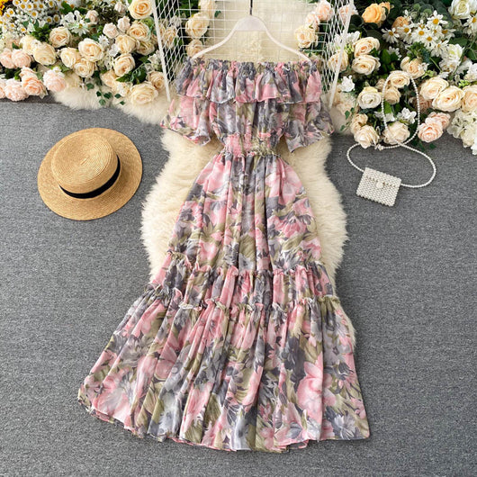 Vestido Ligero de Verano con Escote Floral en Gasa