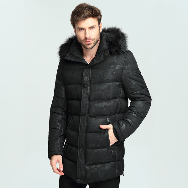 Chaqueta de Invierno Acolchada para Hombre con Cuello de Pelo Estilo Británico