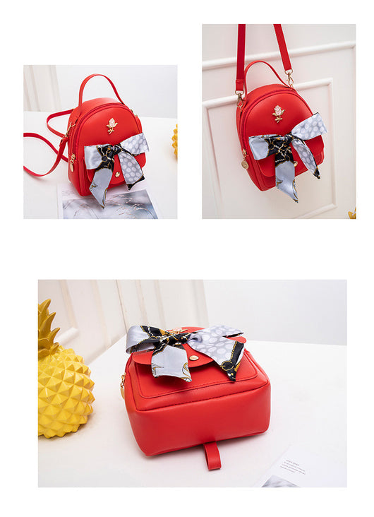 Mochila Backpack Femenina con Pañuelo de Seda Doble Compartimento - Image 25