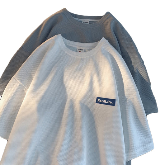 Camiseta Manga Corta Textura Waffle Pesada para Hombre - Image 4