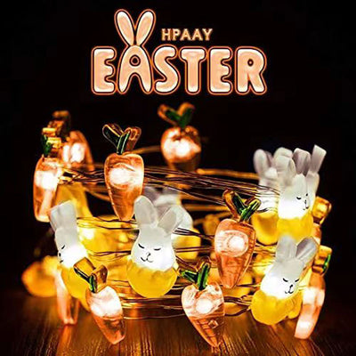 Guirnalda Luminosa Decorativa Forma Zanahoria y Conejo para Pascua - Image 3