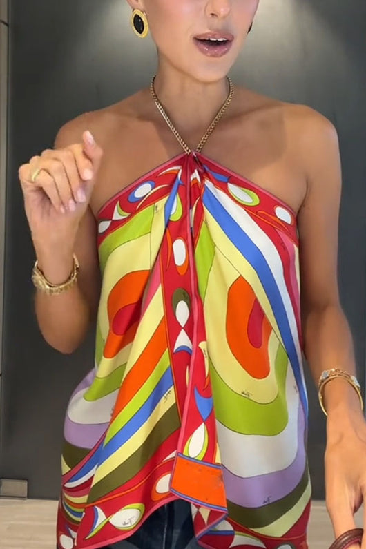 Sostén Halter Primavera Verano con Estampado de Posicionamiento - Image 12