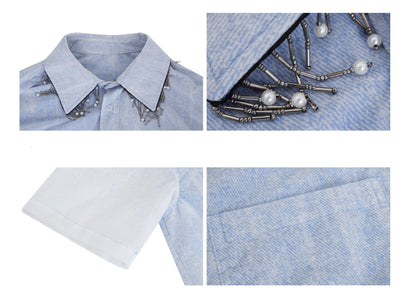 Camisa Corta Degradado Azul y Blanco - Image 9