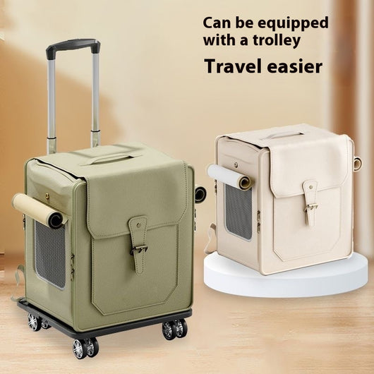 Transportín Plegable Grande para Gatos con Ruedas y Ventilación