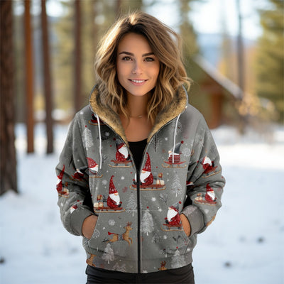 Abrigo Acolchado para Mujer con Capucha y Estampado Digital Otoño-Invierno - Image 9