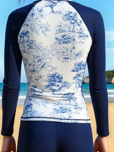 Traje de Baño Surf Azul Verdoso con Protección Solar y Estampado Porcelana - Image 11