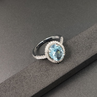 Anillo de Diamantes Zircón Redondo Lujo - Compromiso y Boda - Image 4