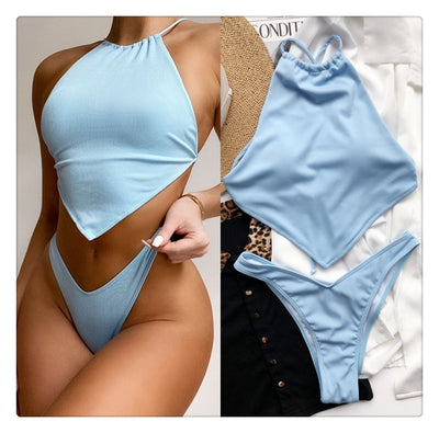 Bikini Rayas Pit Escotado con Relleno - Traje de Baño Triángulo Sexy - Image 6