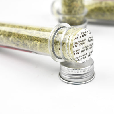 Three clear glass test tubes filled with green catnip, each with a pink 'Coolcat' label and silver screw caps. - Image 9