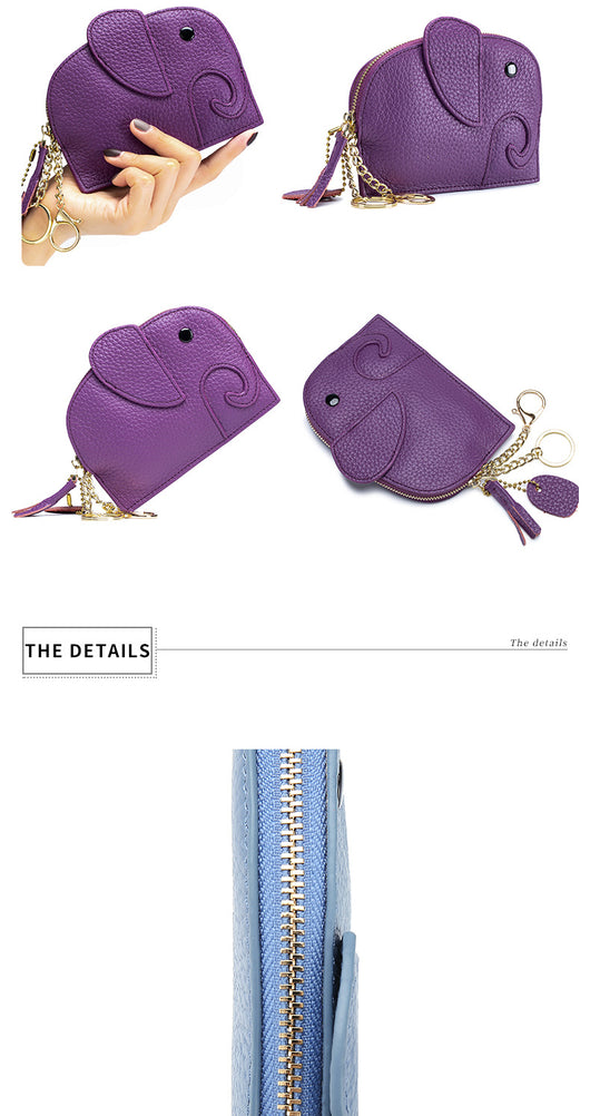 Monedero de Cuero Genuino Elefante Lindo - Cartera Mini Creativa - Image 29
