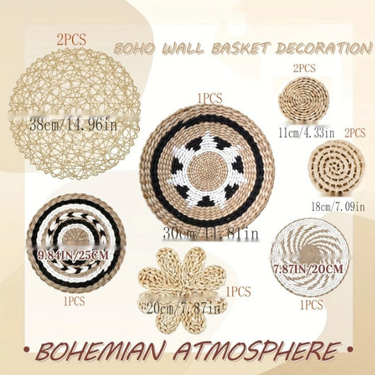 Decoraciones Bohemias Tejidas en Paja - Combinación de Pared Artesanal - Image 3