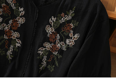 Blusa Suelta de Algodón y Lino con Escote V y Manga Corta para Mujer - Image 47
