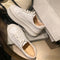 Tenis Casuales de Suela Gruesa con Punta Redonda y Cordones en Beige