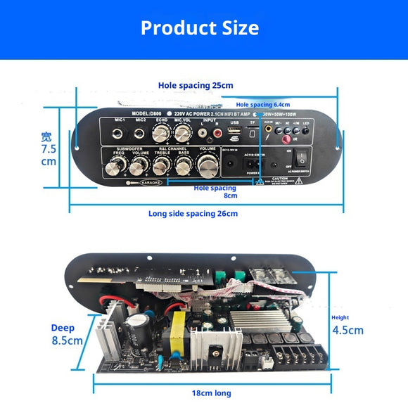 Placa Amplificadora Digital Bluetooth 2.1 Canales con Súper Graves y Alta Potencia