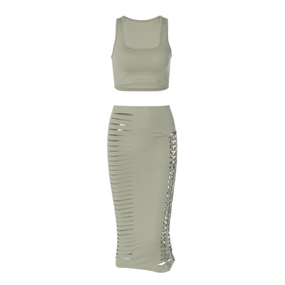 Conjunto Falda y Chaleco Calado Slim Fit Verano - Image 24