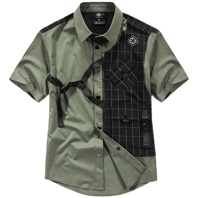 Camisa Suelta de Dos Capas Manga Corta para Hombre