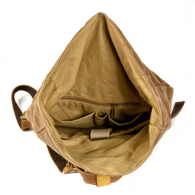 Mochila Retro de Lona y Cuero para Hombre - Estilo Casual Vintage - Image 3