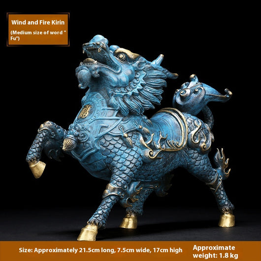 Par de Ornamentos Feng Shui Fire Kirin en Cobre - Decoración del Hogar - Image 9