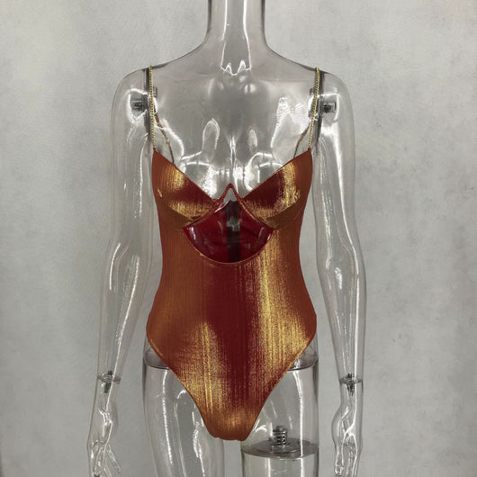 Traje de Baño Entero de Satén Elástico en Color Puro - Image 11