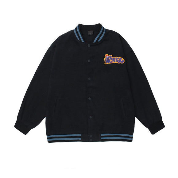 Jaqueta Masculina Estilo Urbano com Bordado de Letras Retrô - Corte Oversized