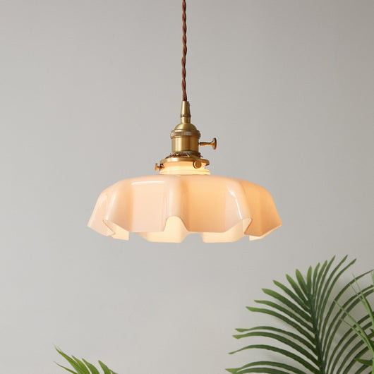 Lámpara Colgante Nórdica Pétalos de Cristal y Latón Cremoso - Image 3