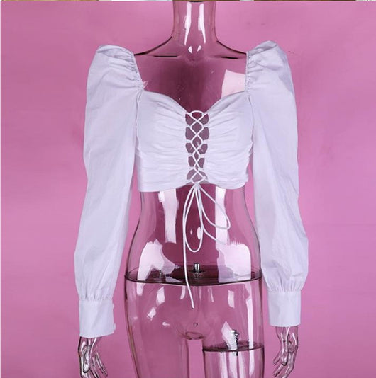 Blusa Manga Larga con Escote en V y Tiras Ajustables - Image 11