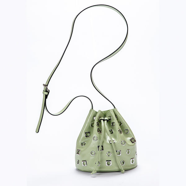 Bolso Bandolera Bucket con Remaches en Ante
