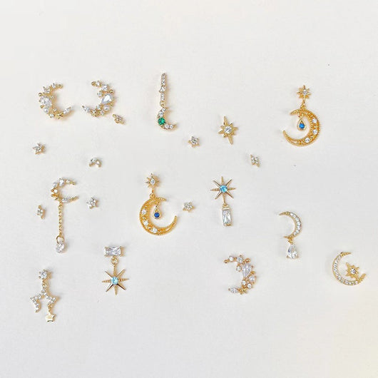 Aretes de Flor Circón Estrella Luna Románticos - Image 5