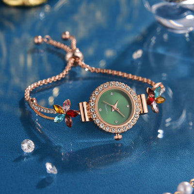 Reloj de Mujer con Diamantes Redondo de Moda con Pulsera Ajustable - Image 6