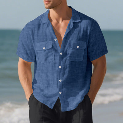 Camisa Suelta de Solapa Lisa para Hombre - Estilo Casual Festivo - Image 2