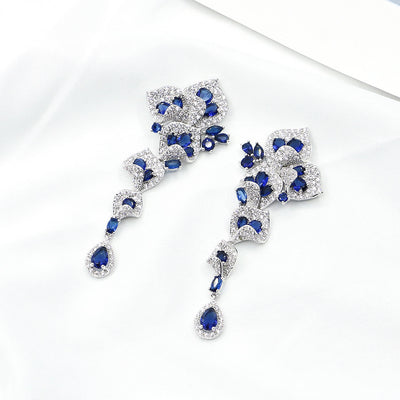 Aretes de Zafiro Vintage con Cristal Azul - Joyería Elegante para Mujer - Image 2