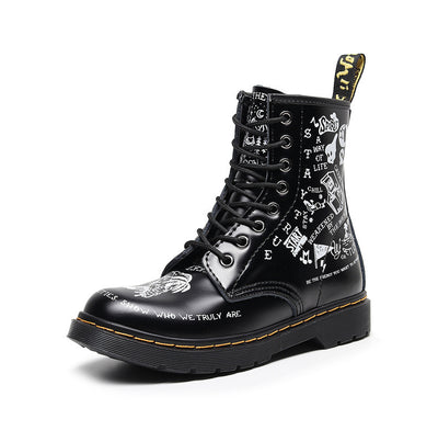 Botas de Cuero Personalizadas con Calavera Graffiti - Motociclista Unisex - Image 23