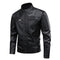 Chaqueta de Cuero para Hombre Slim Fit con Cuello de Pie - Abrigo Biker Premium