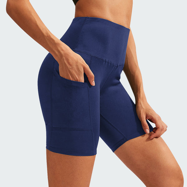 Shorts Deportivos Cintura Alta con Bolsillos Diagonales - Mallas de Entrenamiento Secado Rápido - Image 6