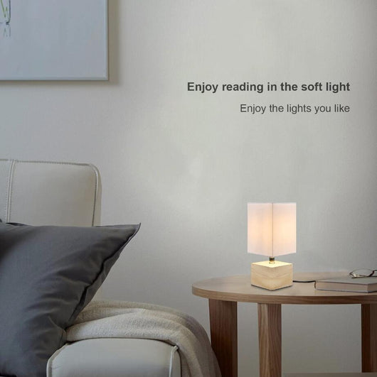 Lámpara Nocturna LED Cuadrada con Funda de Tela para Mesita de Noche - Image 3