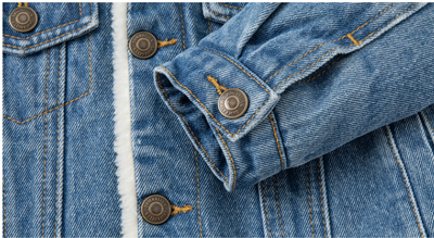 Chaqueta Denim Entallada con Solapa de Terciopelo - Image 7