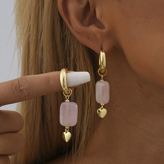 Aretes de Corazón en Piedra Natural - Diseño Personalizado para Mujer - Image 12