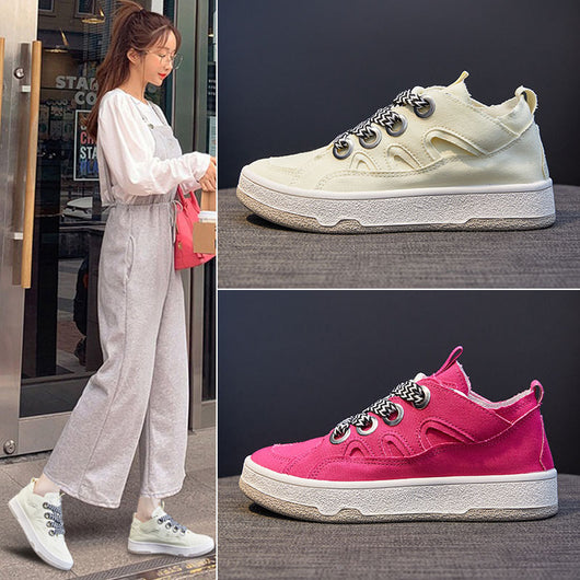 Zapatillas de Lona con Plataforma para Mujer - Comodidad Deportiva Casual