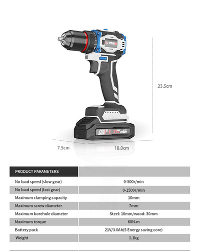 Taladro Atornillador Inalámbrico 21V con Batería de Litio - Kit Profesional Multifunción - Image 9
