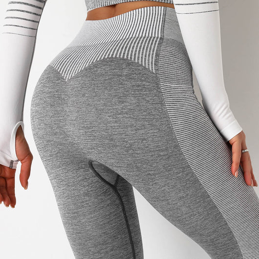 Pantalones de Yoga sin Costuras con Rayas Tejidas - Image 6