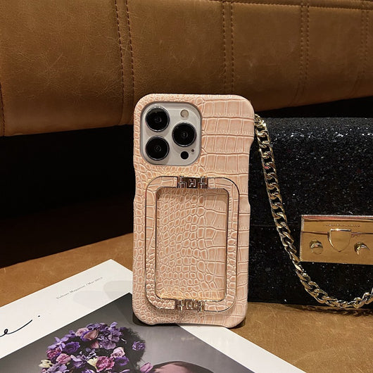 Funda para Teléfono con Textura de Cuero y Hebilla Metálica Cuadrada - Image 9